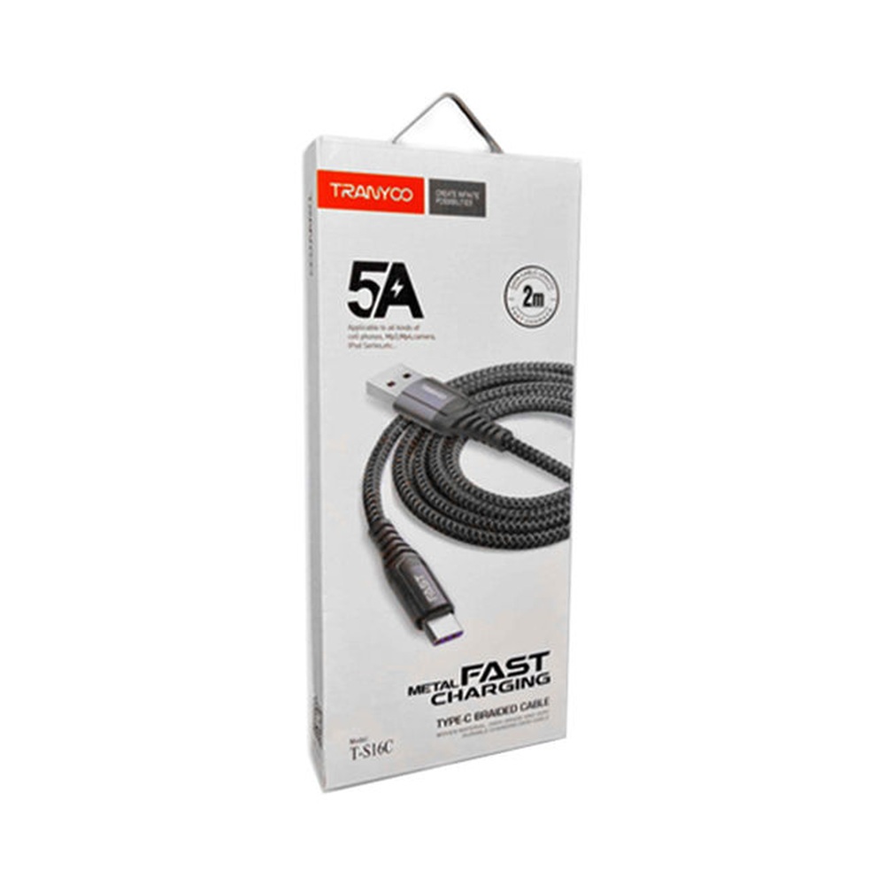 Кабель USB-A — USB-C Tranyoo T-S16C 5 А Черный 2 м