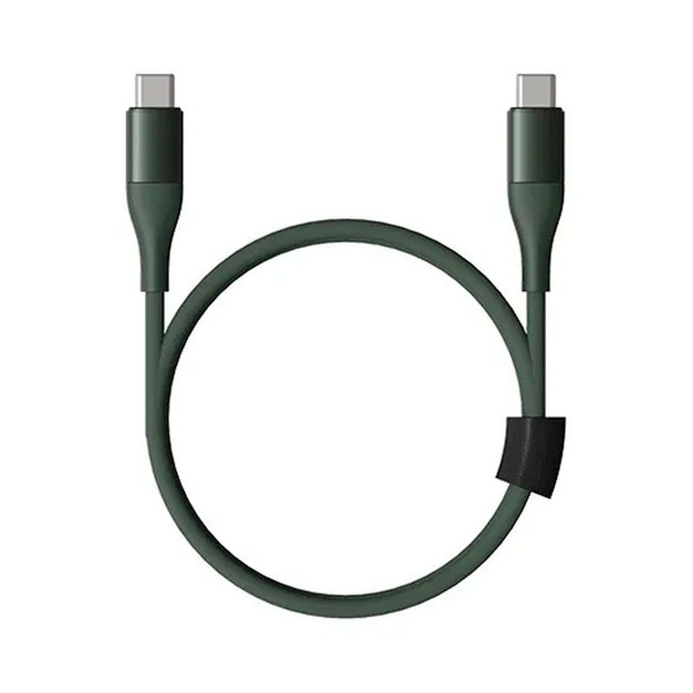 Кабель USB-C — USB-C SOLOVE 20 Вт PD 3А нейлоновая оплетка Green 100 см