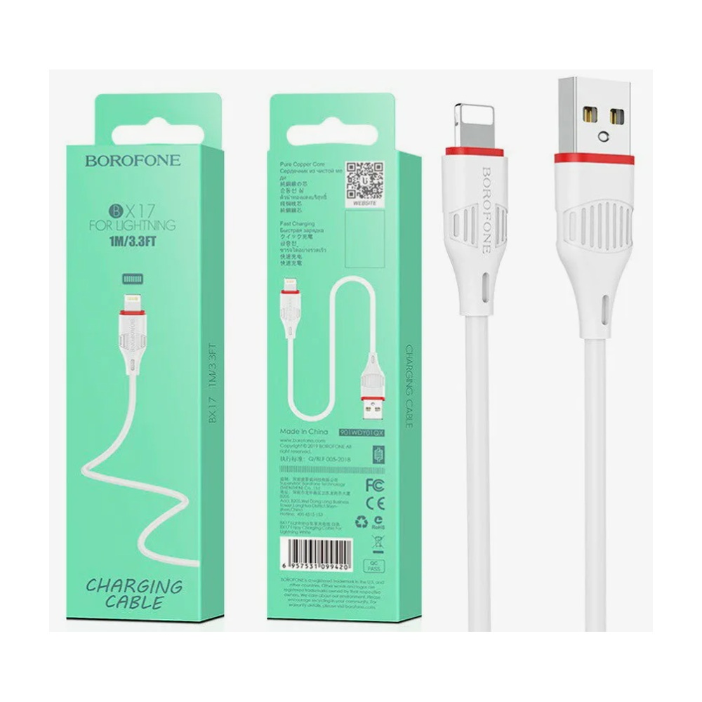 Кабель USB-A — Lightning Borofone BX17 Enjoy Белый 100 см