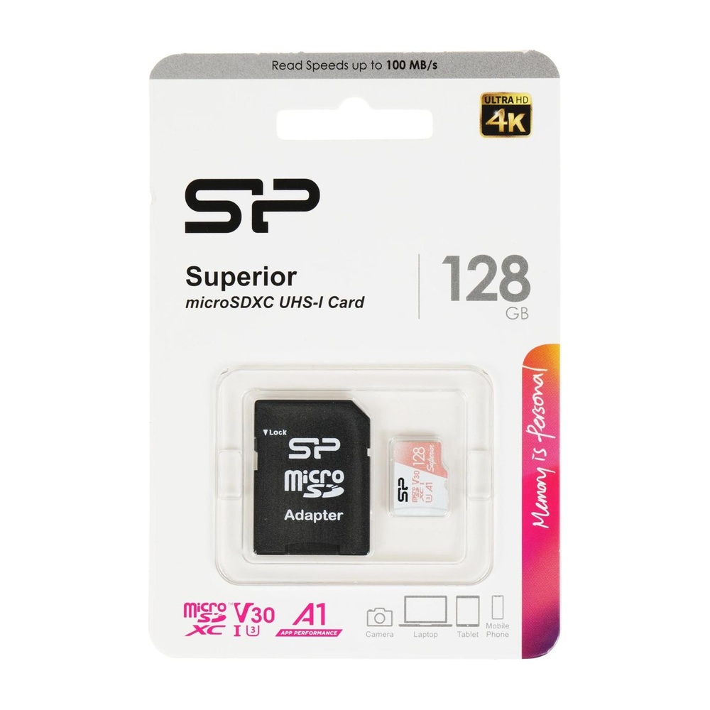 Карта памяти Silicon Power microSDXC Superior 128 ГБ UHS-I U3