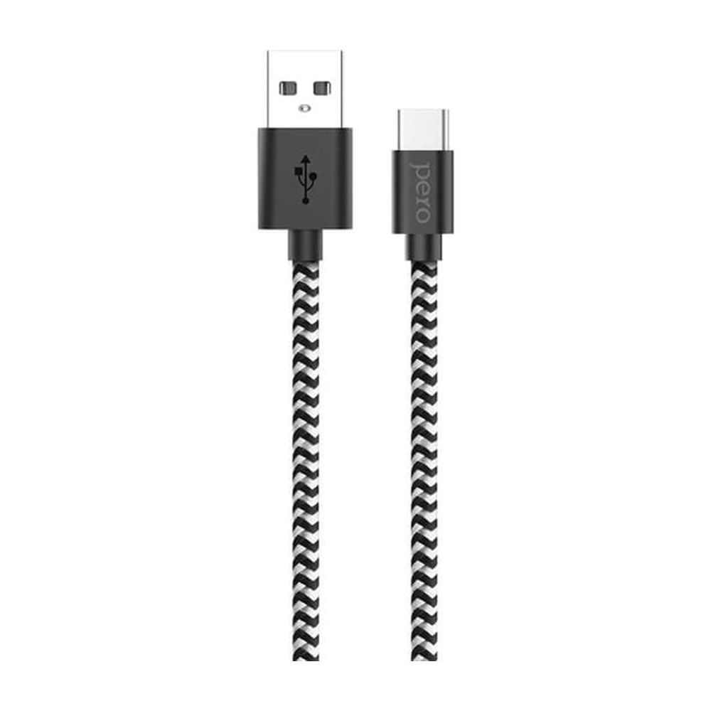 Кабель USB-A — USB-C PERO DC-04 3А Silver-black (Fast Charge) 2м