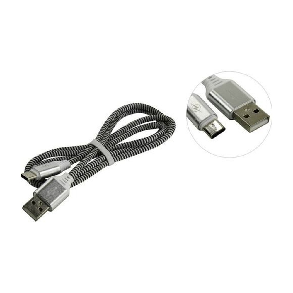 Кабель USB-A — USB-C SmartBuy дата-кабель нейлоновая оплетка Socks черно-белый (iK-3112NS black) 1 м