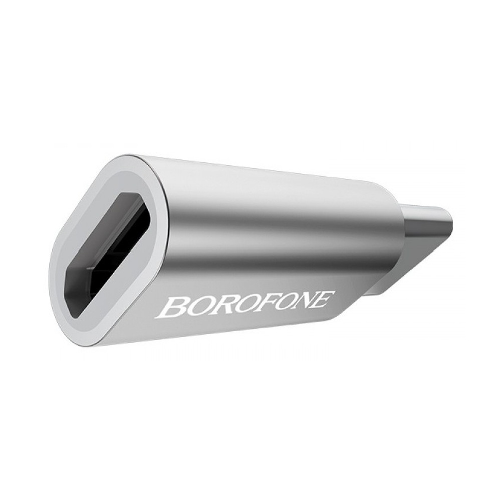 Переходник Micro-USB — USB-C Borofone OTG серебристый