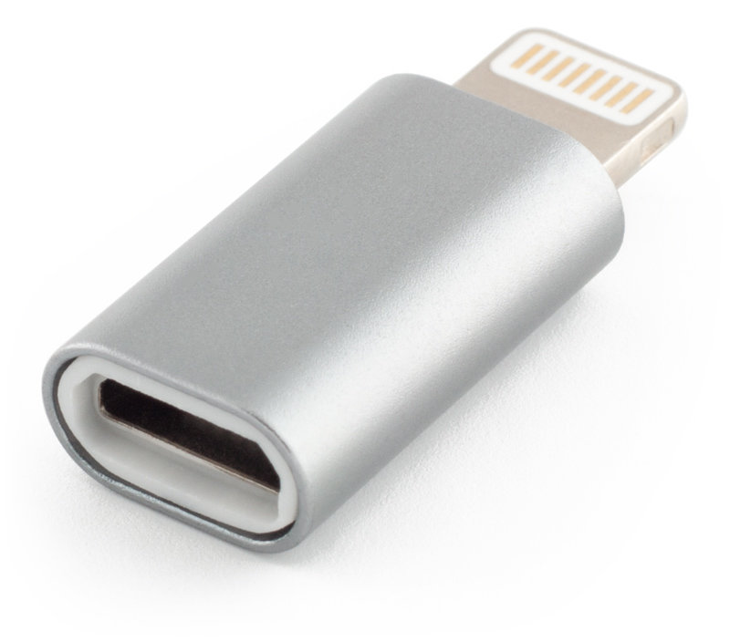 Переходник OTG Borofone Micro USB - Apple Lightning (серебристый)