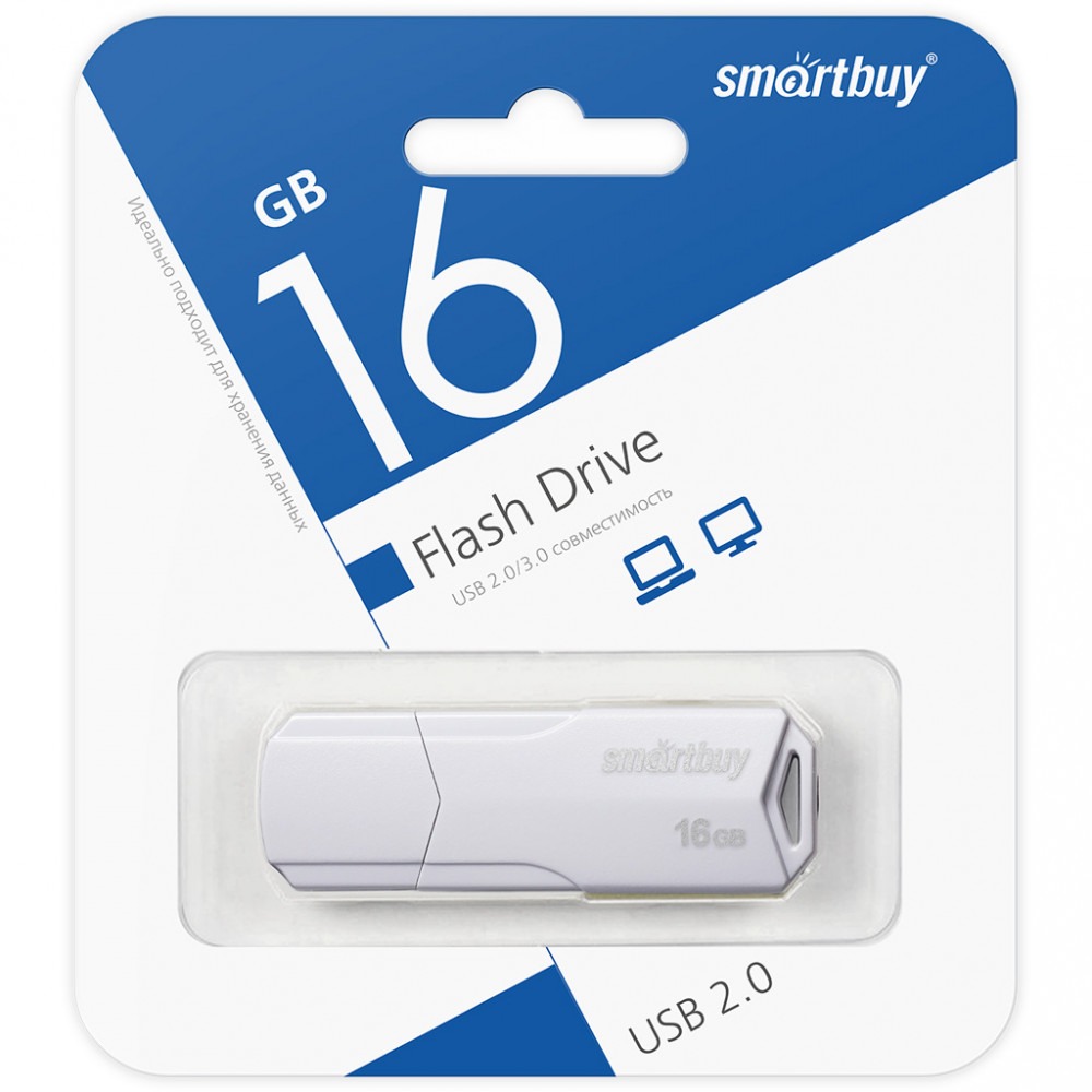 Флеш накопитель USB 2.0 Flash 16 Gb SmartBuy Clue (White)