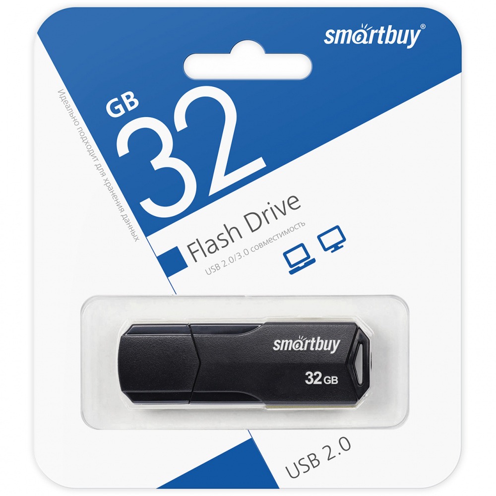 Флеш накопитель USB 2.0 Flash 32 Gb SmartBuy Clue (Black)
