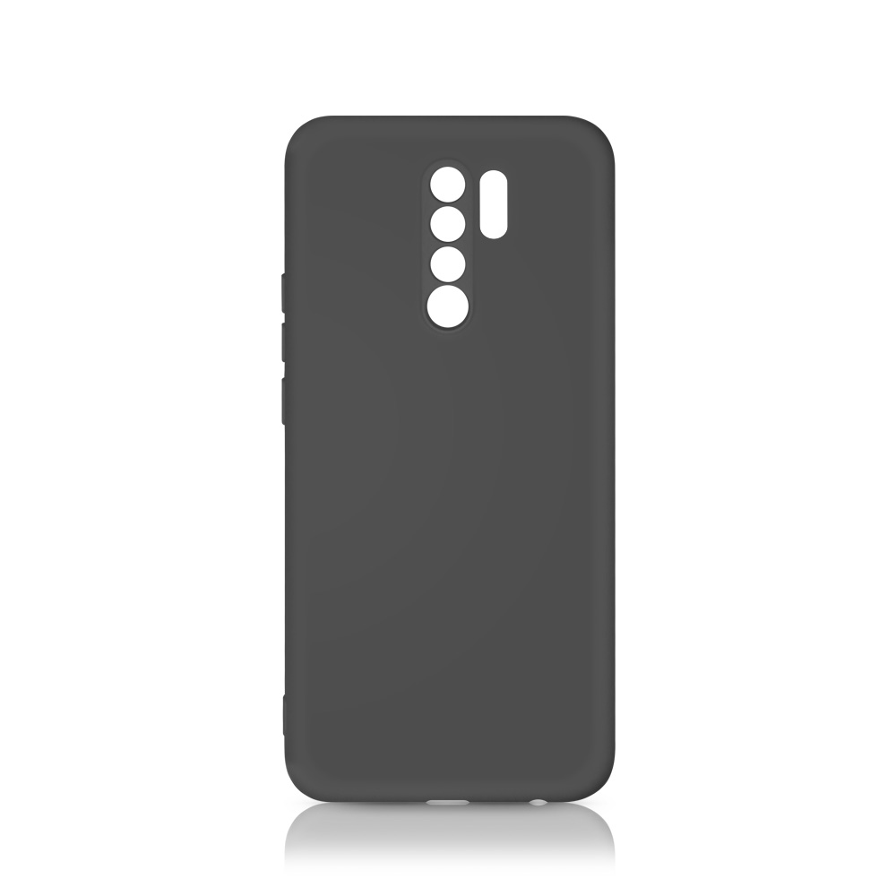 Силиконовый чехол с микрофиброй для Xiaomi Redmi 9 DF (black)