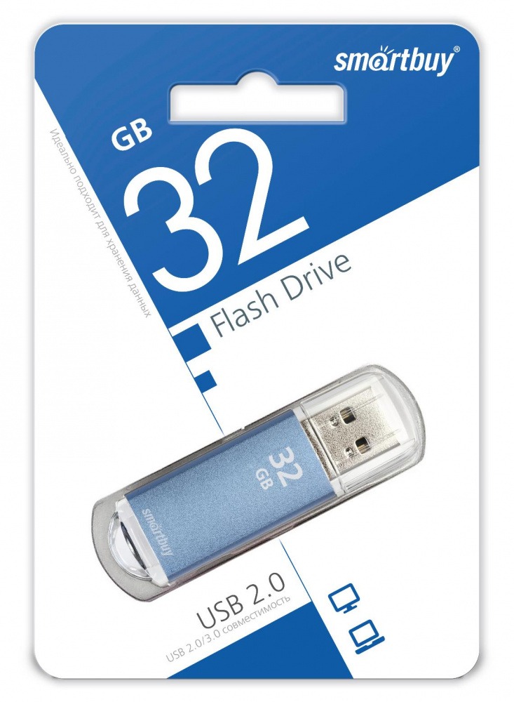Флеш накопитель USB 2.0 Flash 32 Gb SmartBuy V-Cut (Blue)
