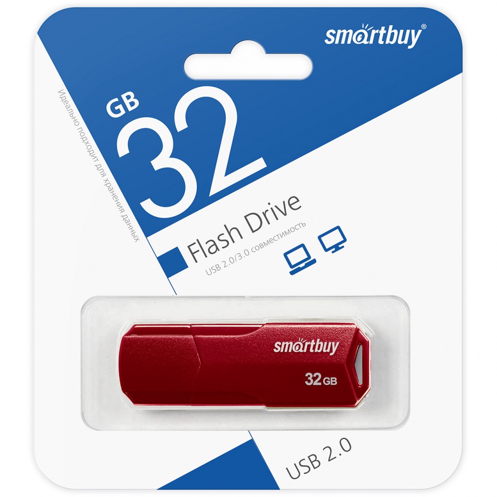 Флеш накопитель USB 2.0 Flash 32 Gb SmartBuy Clue (Burgundy)