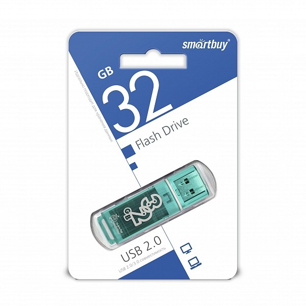 Флеш накопитель USB 2.0 Flash 32 Gb SmartBuy Glossy (Green)