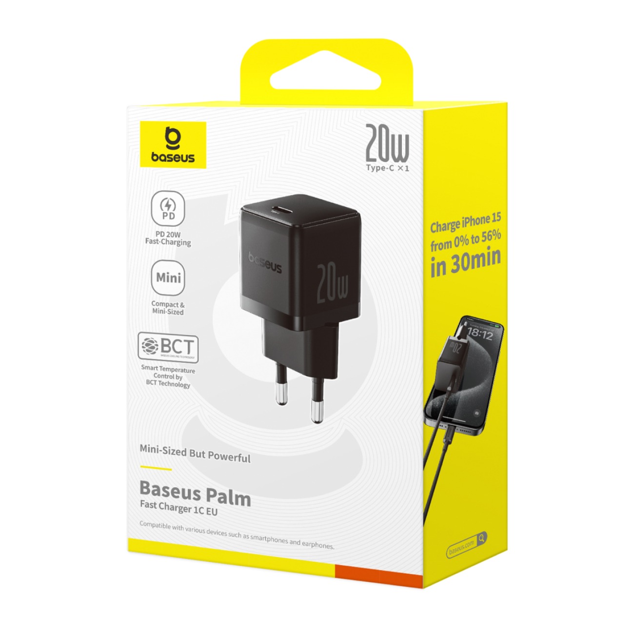 Зарядное устройство Baseus Palm Fast Charger 1C 20W EU Cluster Black