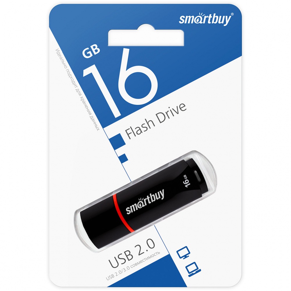 Флеш накопитель Smartbuy USB 2.0 Flash 16 Gb Crown (Black)