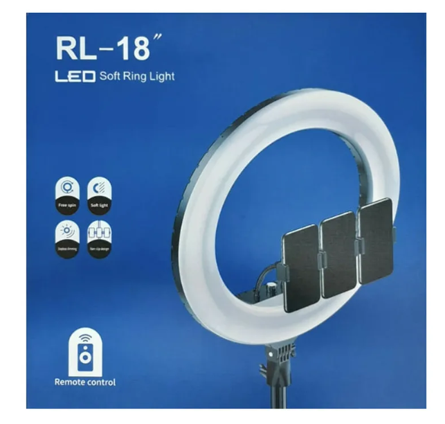 Кольцевая лампа RL-18 45 см (сумка, пульт, 3 держателя. 220v)