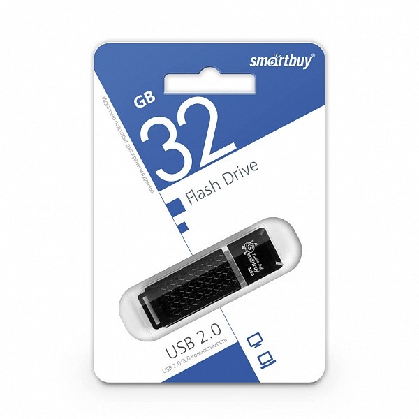 Флеш накопитель USB 2.0 Flash 32 Gb SmartBuy Quartz (Black)