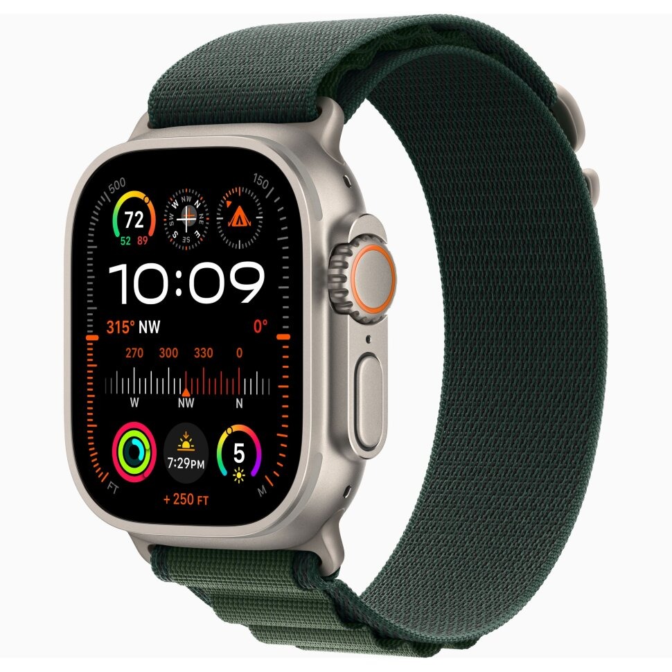Apple Watch Ultra 2 49mm Titanium Case with Alpine Loop Green Medium