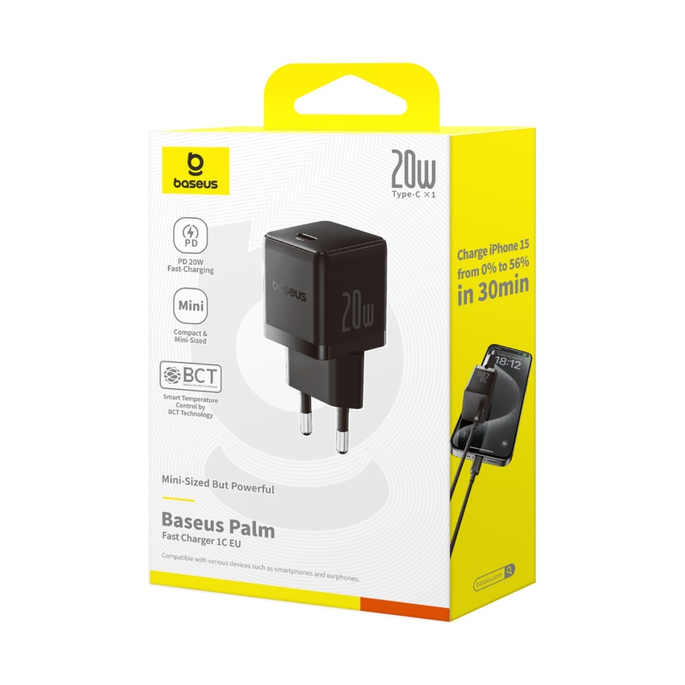 Зарядное устройство Baseus Palm Fast Charger 1C 20W EU Cluster Black