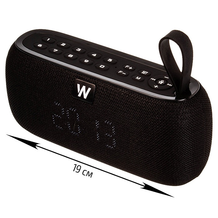 Портативная колонка WALKER WSP-150 с часами (черная)