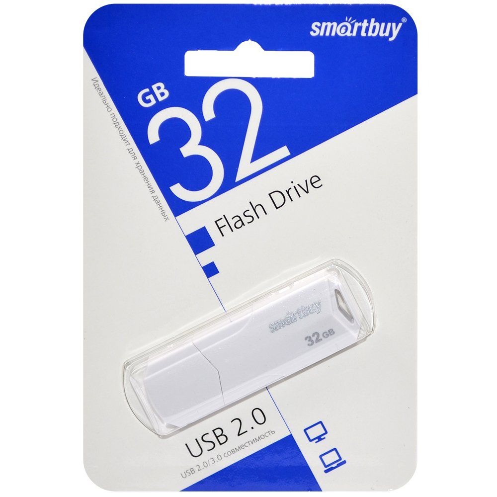 Флеш накопитель USB 2.0 Flash 32 Gb SmartBuy Clue (White)