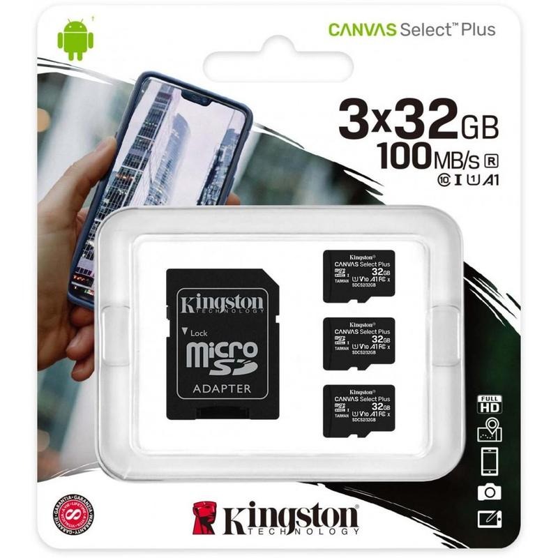 Карта памяти Kingston Canvas Select Plus microSDXC 32 ГБ 3-pack