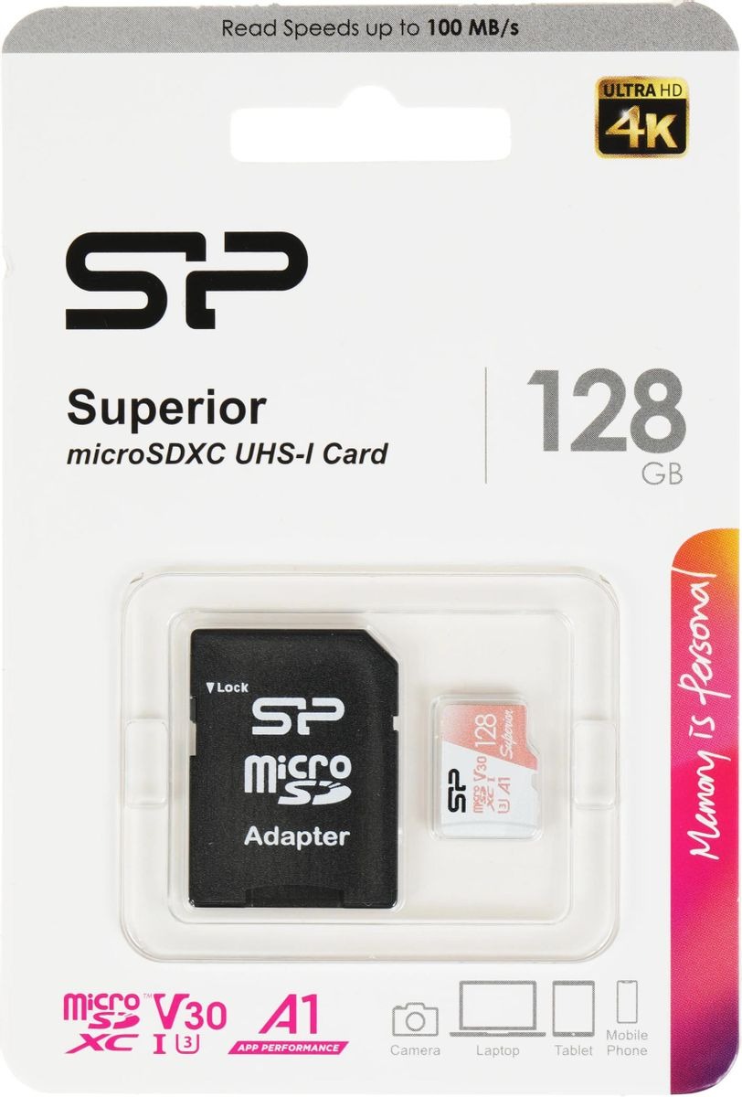Карта памяти microSDXC UHS-I U3 Silicon Power Superior 128 ГБ