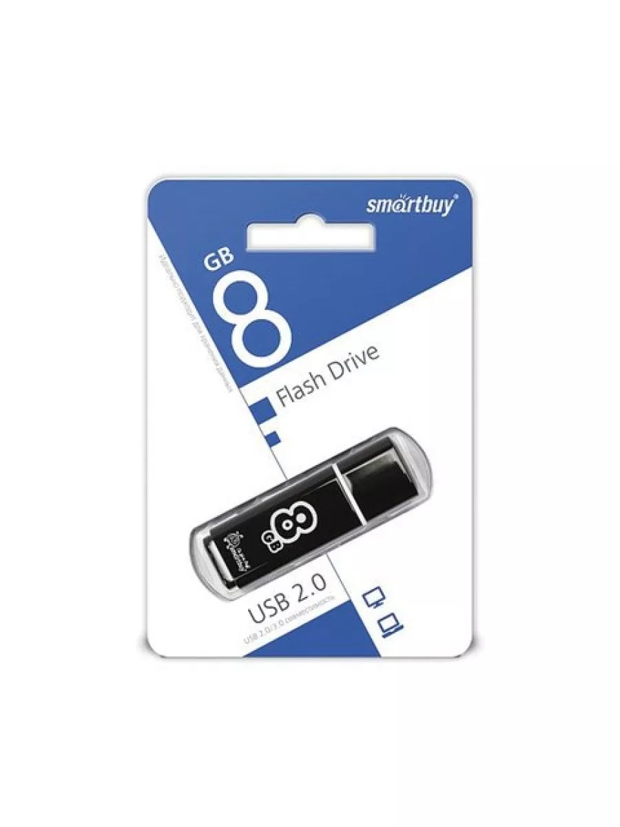 Флеш накопитель USB 2.0 Flash 8 Gb SmartBuy Glossy (Black)