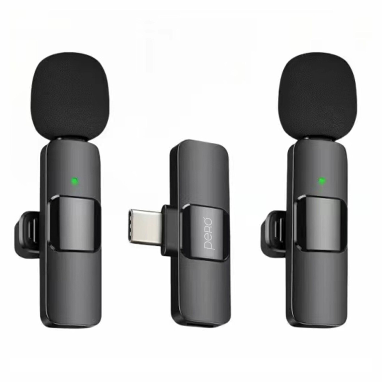 Набор беспроводных микрофонов PERO CM02, ресивер Type-C, черный
