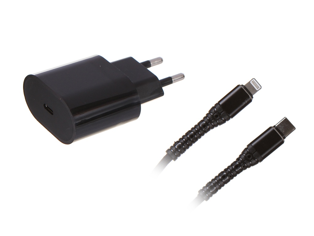 Зарядное устройство USB Type-C 18W + usb кабель Lightning Red Line PD1-3A PD 18W черный