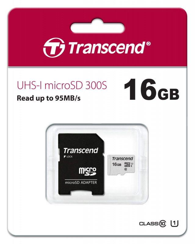 Карта памяти Transcend 300S microSDHC 16 ГБ [TS16GUSD300S-A]