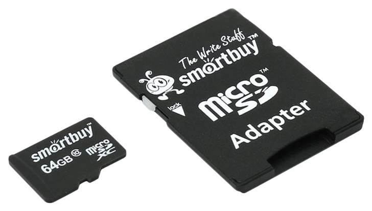 Карта памяти Smart Buy MicroSD 64Gb Class 10 с адаптером