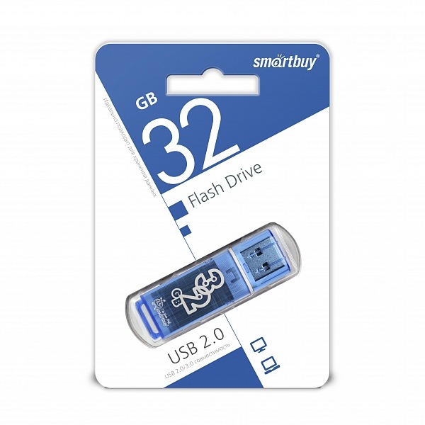 Флеш накопитель USB 2.0 Flash 32 Gb SmartBuy Glossy (Blue)