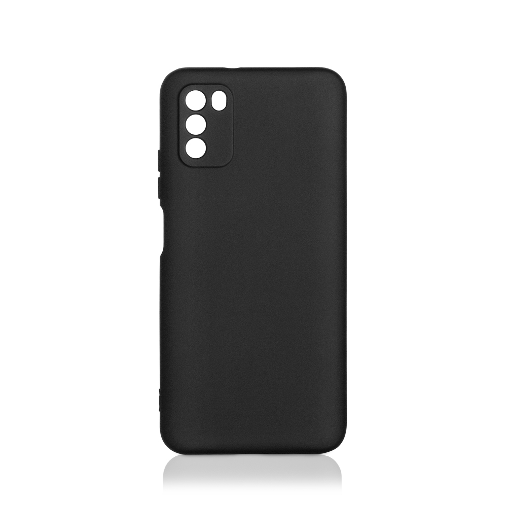 Силиконовый чехол с микрофиброй для Poco M3 DF (black)