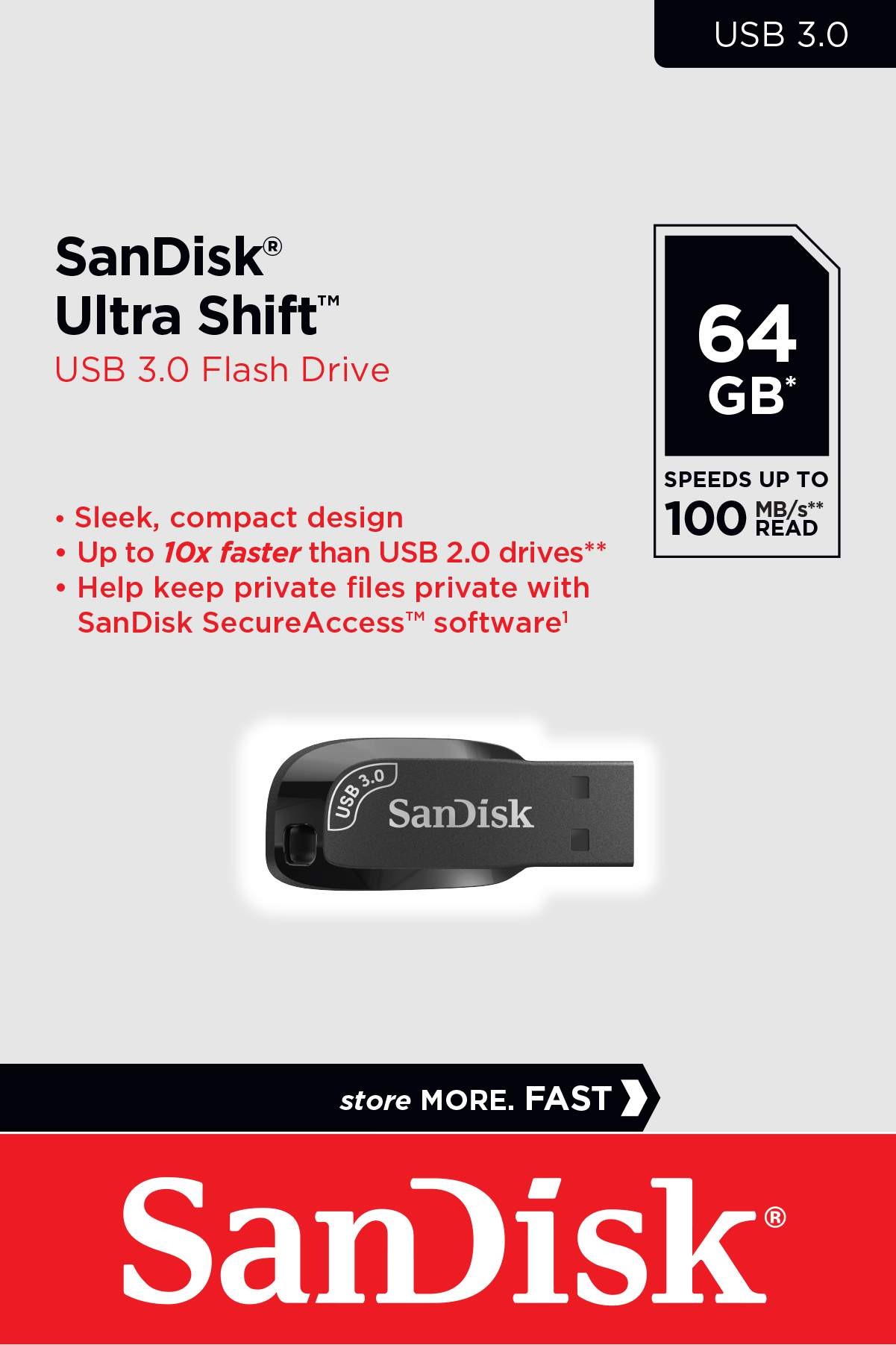 Флеш-накопитель USB 2.0 Sandisk Ultra Shift 64Gb