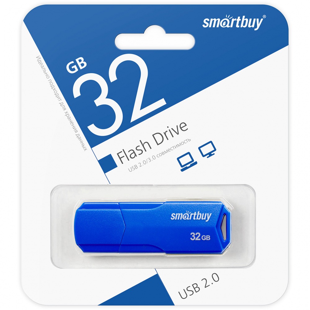 Флеш накопитель USB 2.0 Flash 32 Gb SmartBuy Clue (Blue)