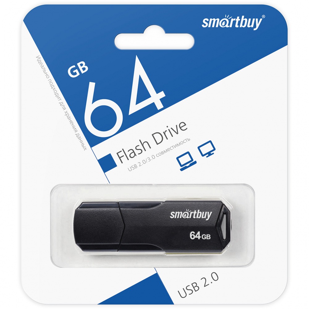 Флеш накопитель USB 2.0 Flash 64 Gb SmartBuy Clue (Black)