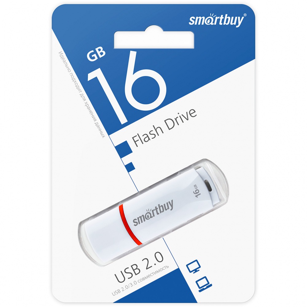 Флеш накопитель Smartbuy USB 2.0 Flash 16 Gb Crown (White)