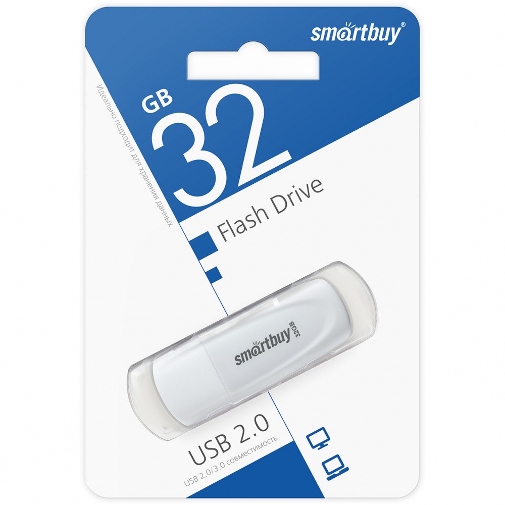 Флеш накопитель USB 2.0 Flash 32 Gb SmartBuy Scout (white)