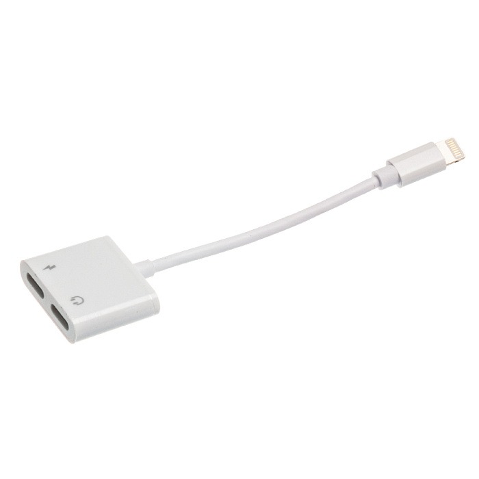Адаптер WALKER IP 2в1 наушник IP + зарядка IP, кабель (iOS13.3), белый