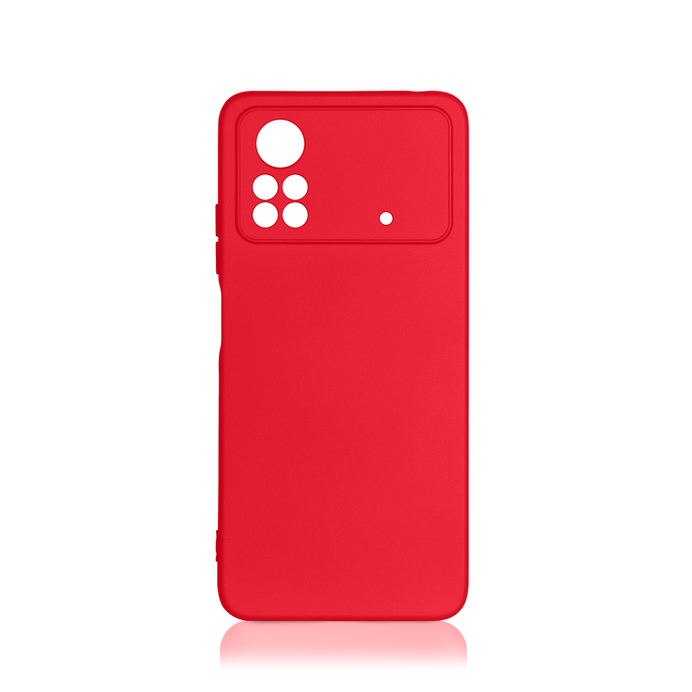 Силиконовый чехол с микрофиброй для Poco X4 Pro (5G) DF poOriginal-07 (red)