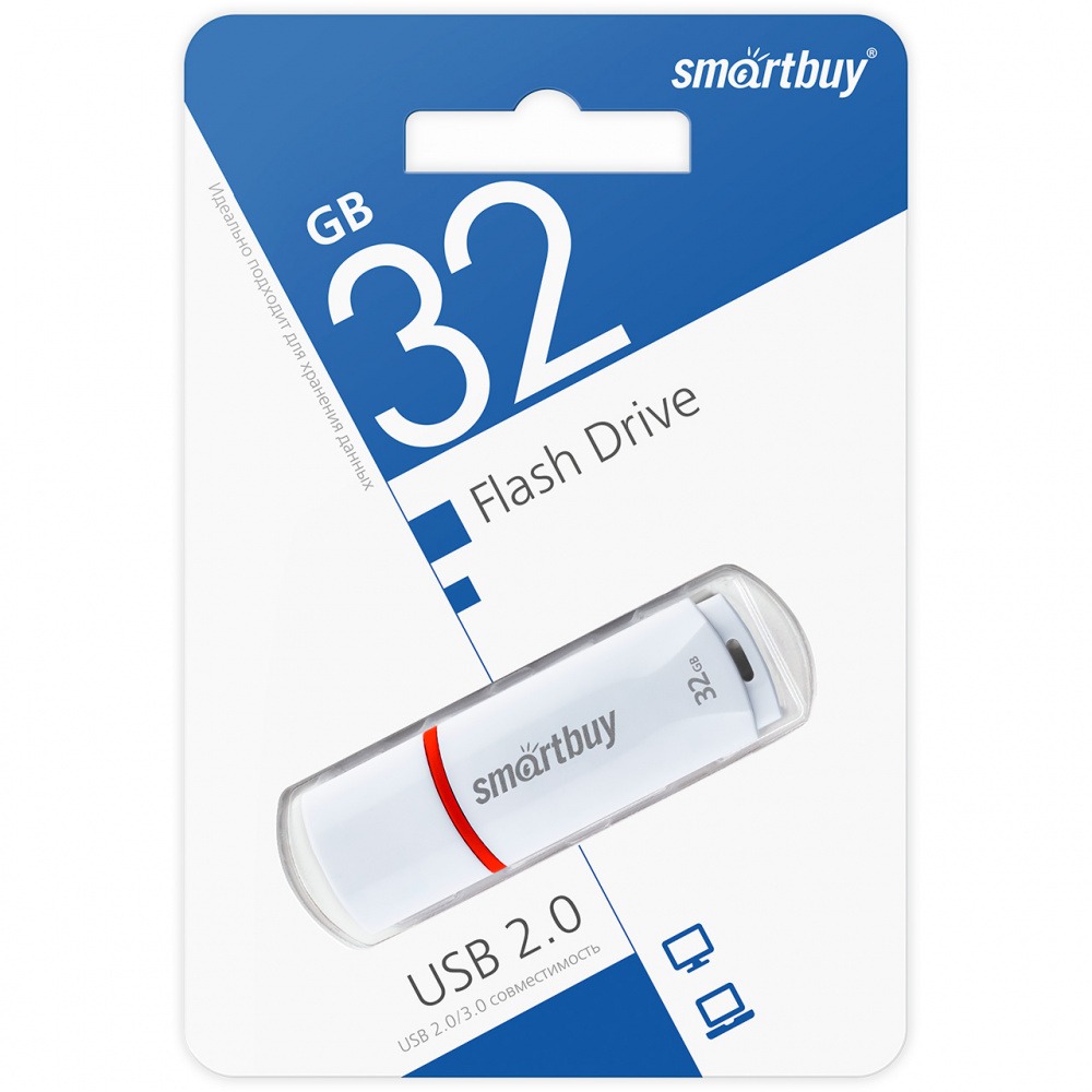 Флеш накопитель USB 2.0 Flash 32 Gb SmartBuy Crown (White)