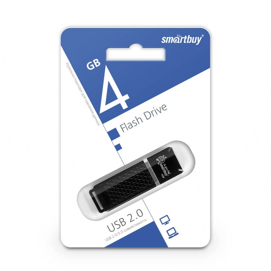 Флеш накопитель USB 2.0 Flash 4 Gb SmartBuy Quartz (Black)