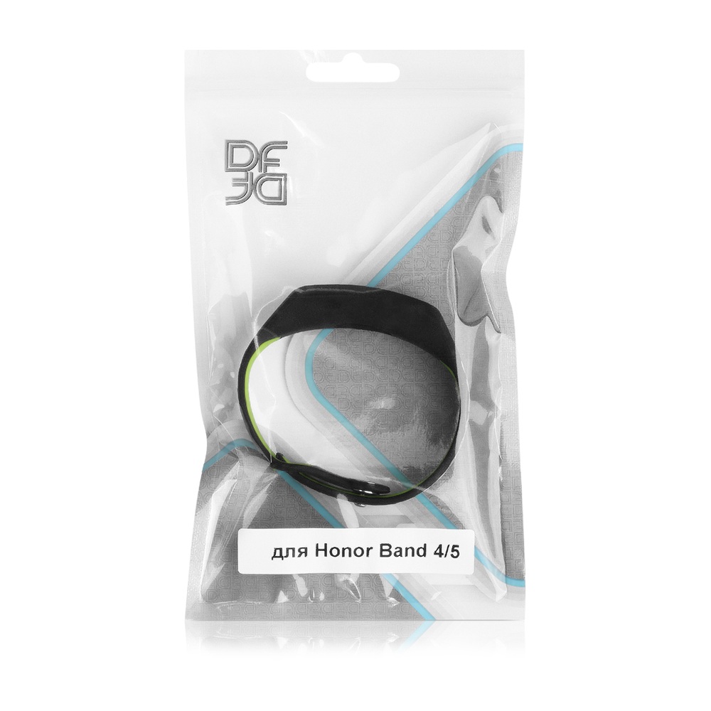 Ремешок спортивный силиконовый для Honor Band 4/5 DF hwSportband-01 (black/green)