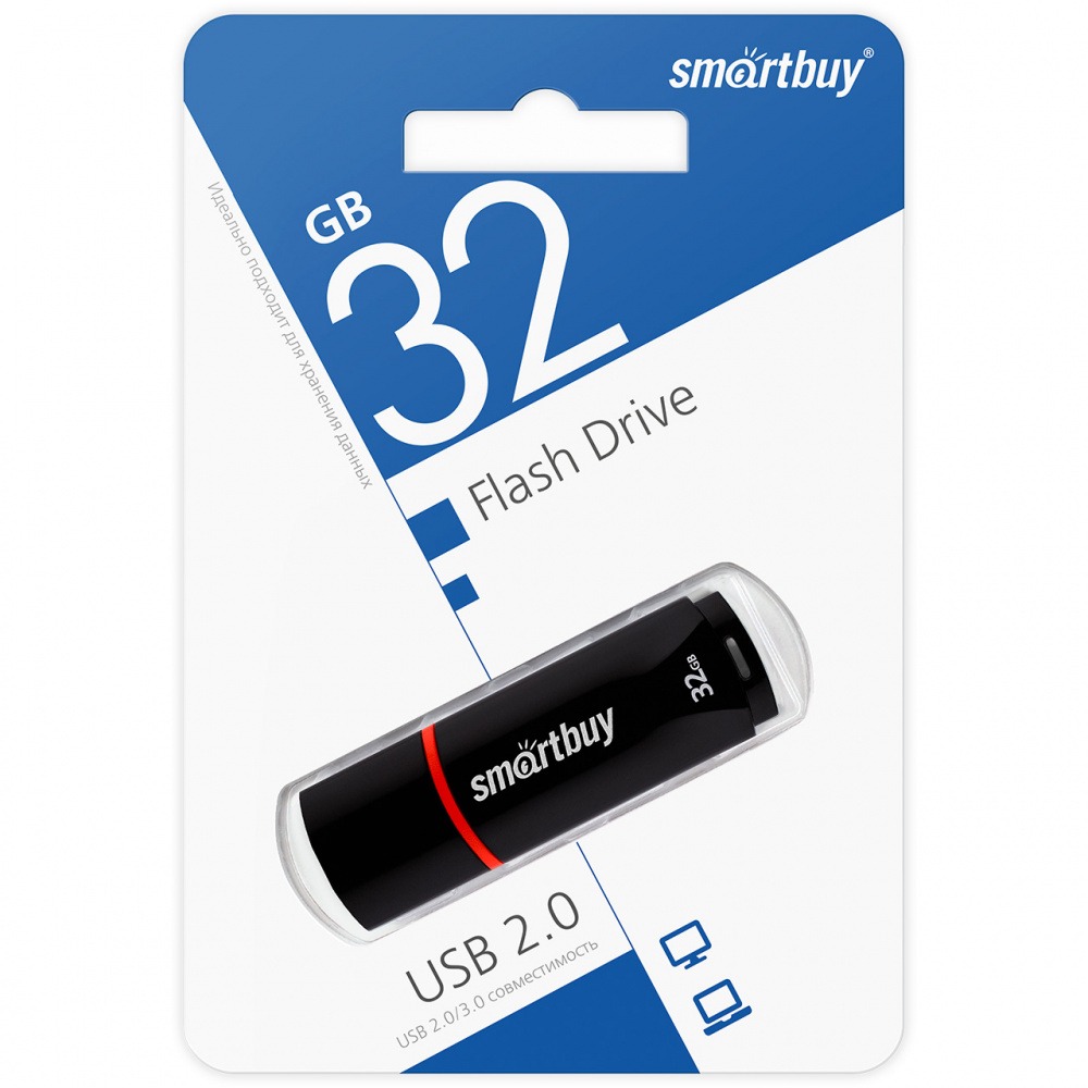 Флеш накопитель USB 2.0 Flash 32 Gb SmartBuy Crown (Black)