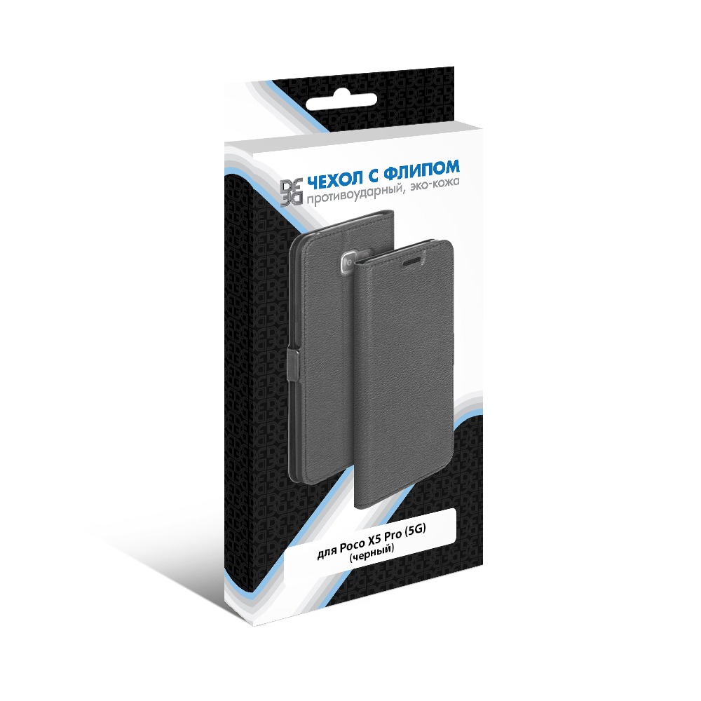 Чехол с флипом для Poco X5 Pro (5G) DF (black)