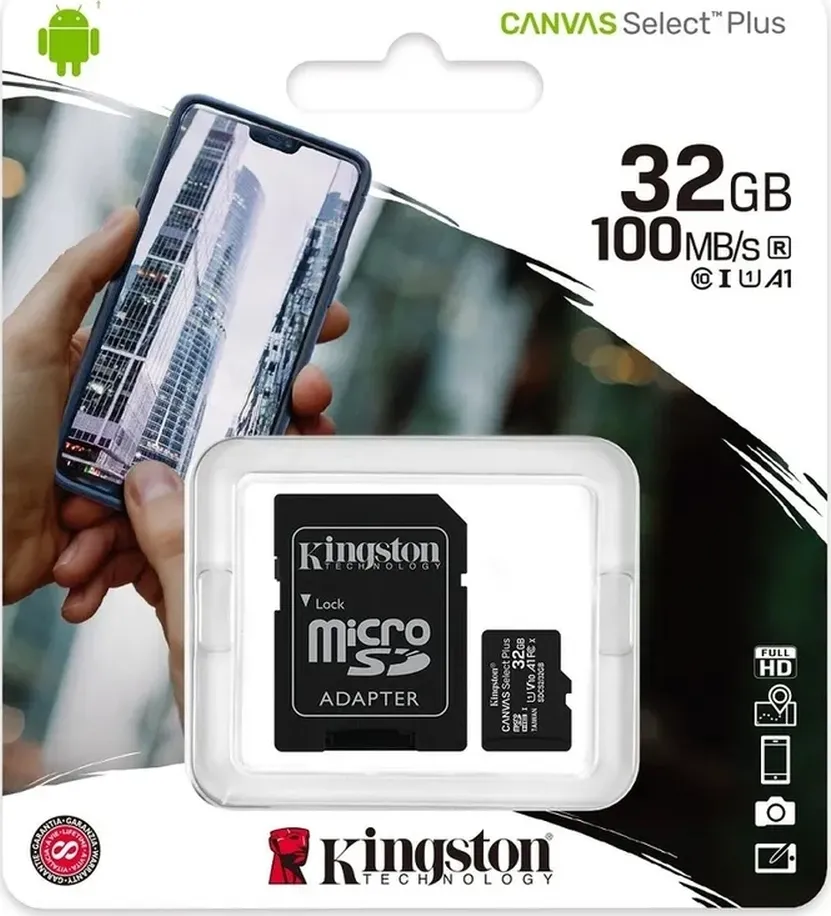Карта памяти Kingston Canvas Select Plus microSDHC 32 ГБ