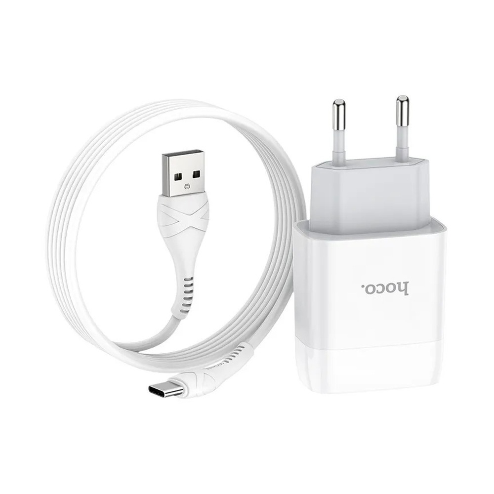 Зарядное устройство USB 2400 mA Hoco C73A (2*USB + Type-C) Белая