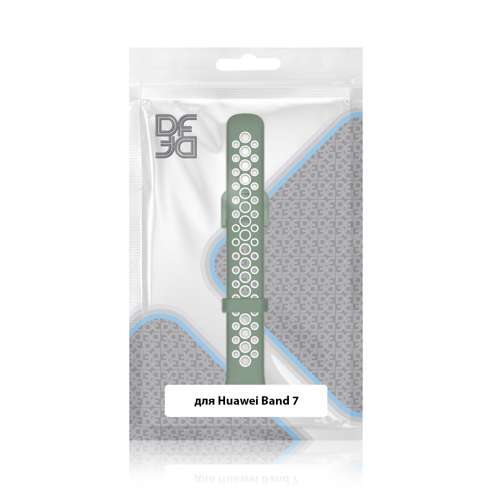 Ремешок спортивный силиконовый для Huawei Band 7 DF (green/white)