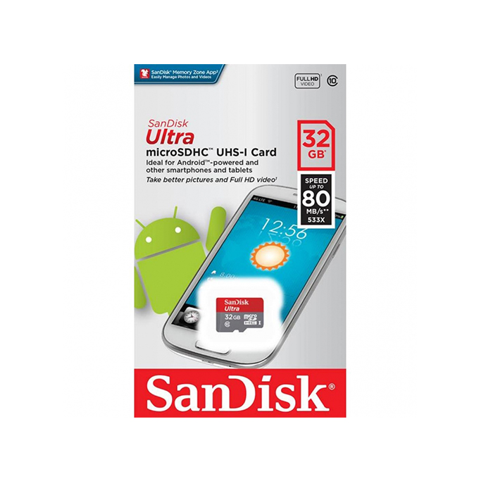Карта памяти SanDisk Ultra microSDHC 32 ГБ [SDSQUNS-032G-GN3MN]