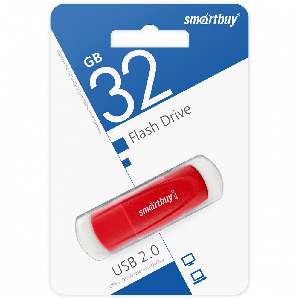 Флеш накопитель USB 2.0 Flash 32 Gb SmartBuy Scout (Red)