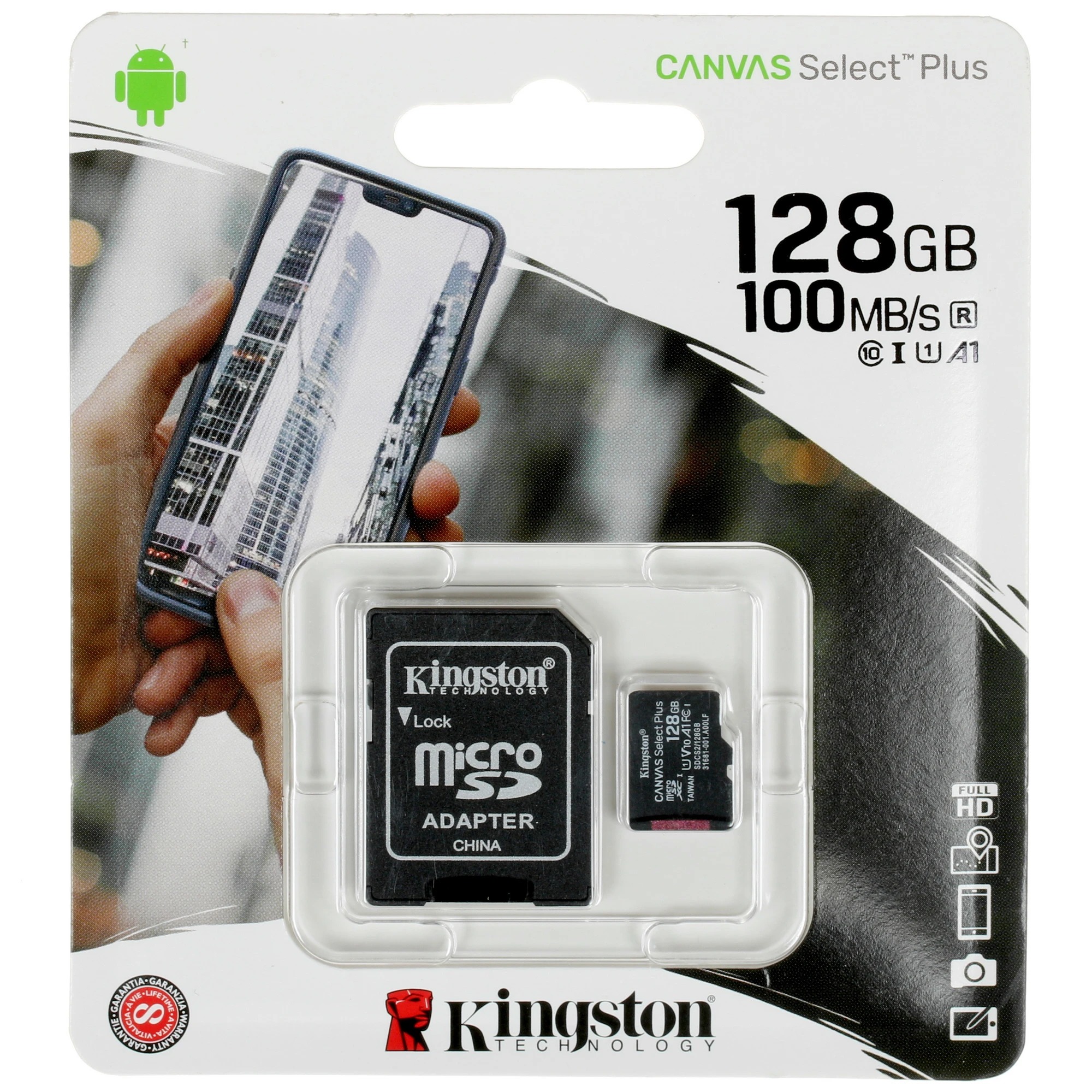 Карта памяти Kingston Canvas Select Plus microSDXC 128 ГБ